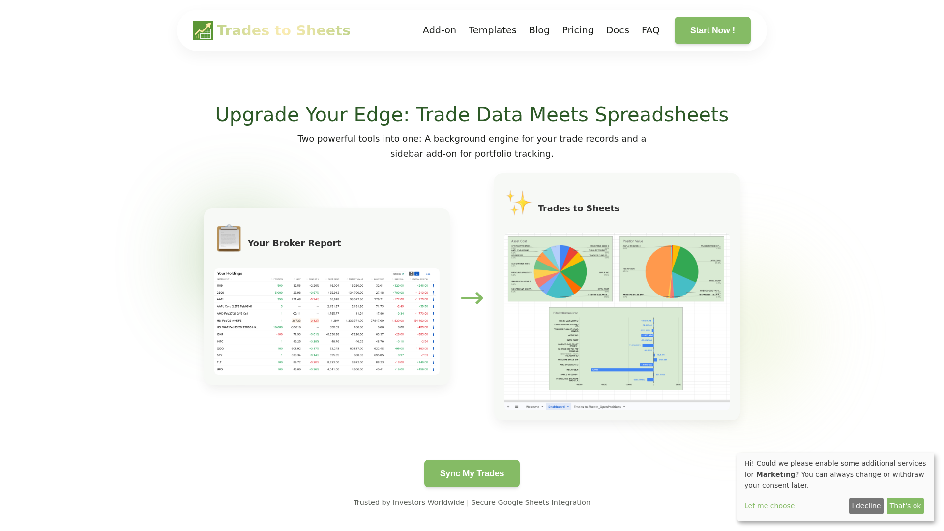 Trades to Sheets - Product Image