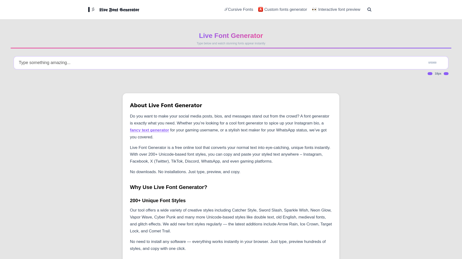 Live Font Generator - Product Image