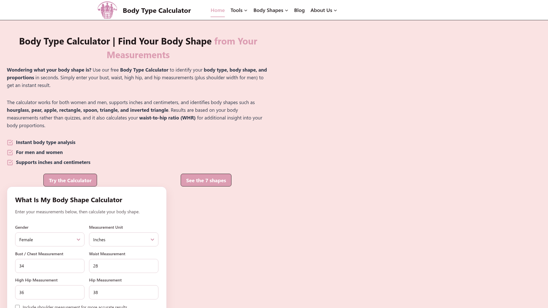 Body Type Calculator - Product Image