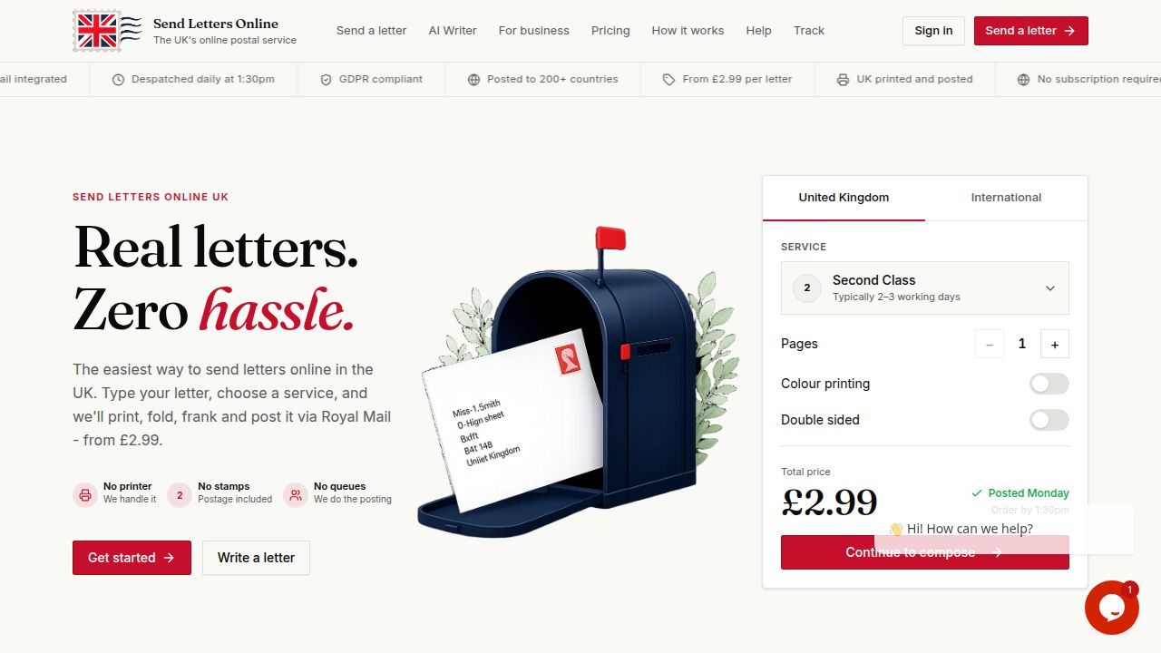 Send Letters Online - Product Image