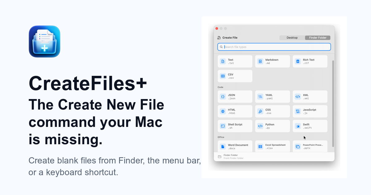 CreateFiles+ - Product Image