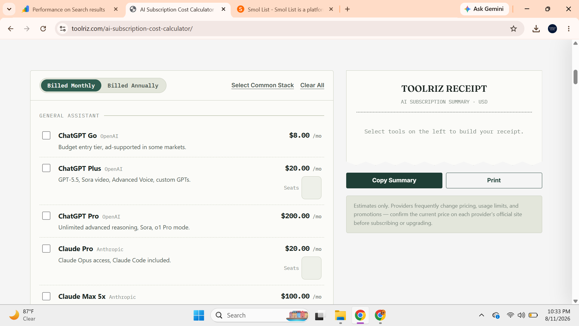 AI Subscription Cost Calculator - Product Image