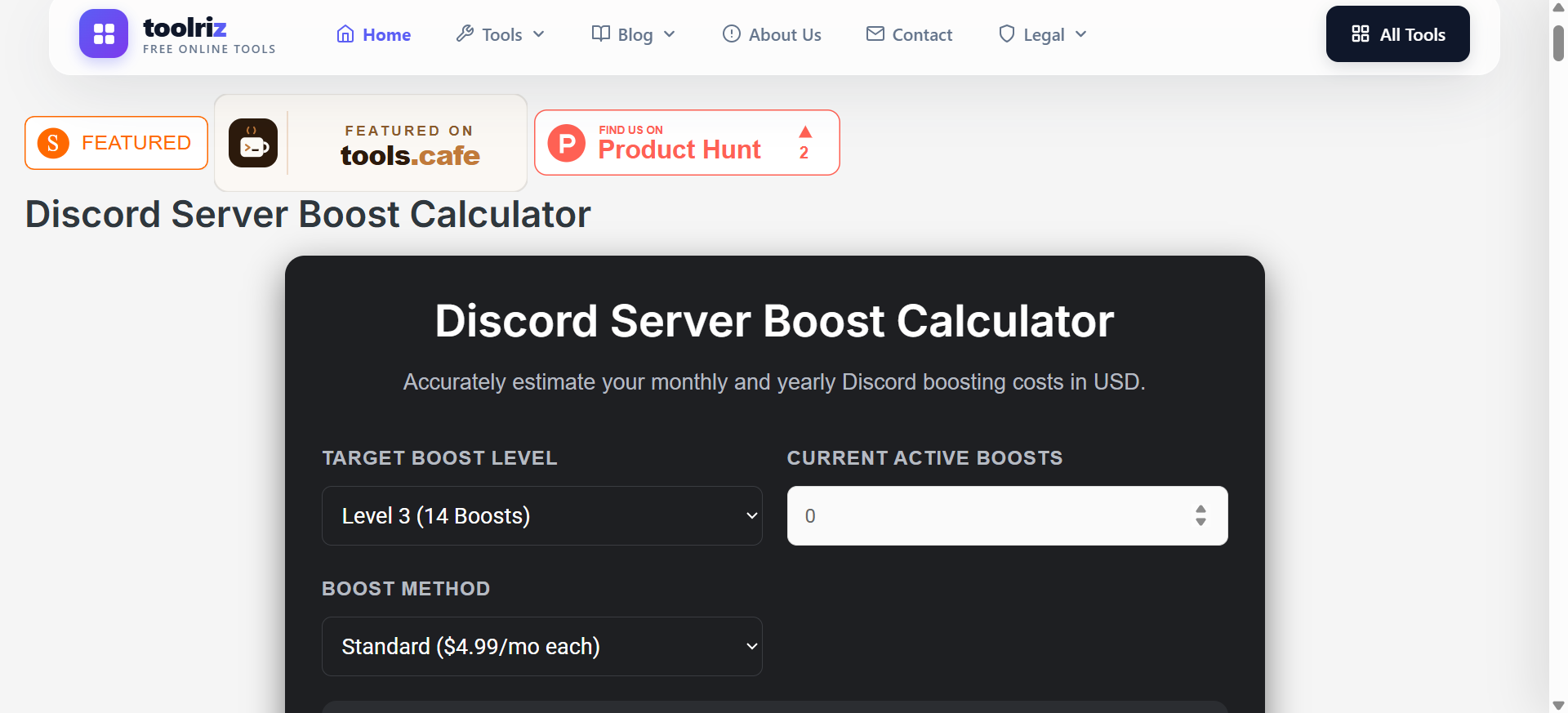 Discord Server Boost Calculator - Product Image