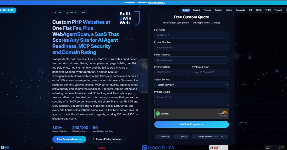 Built2WinWeb — AI Agent Readiness, MCP Security & Custom PHP Development - Product Image