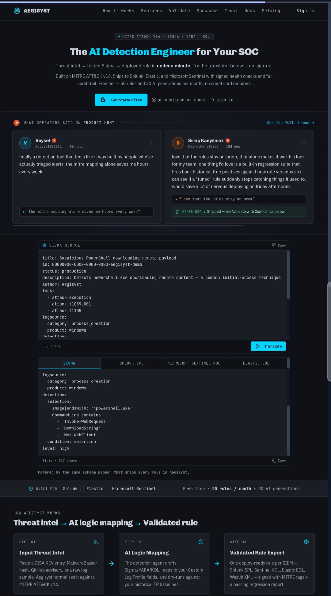AEGISYST AI Detection Engineer Platform - Product Image