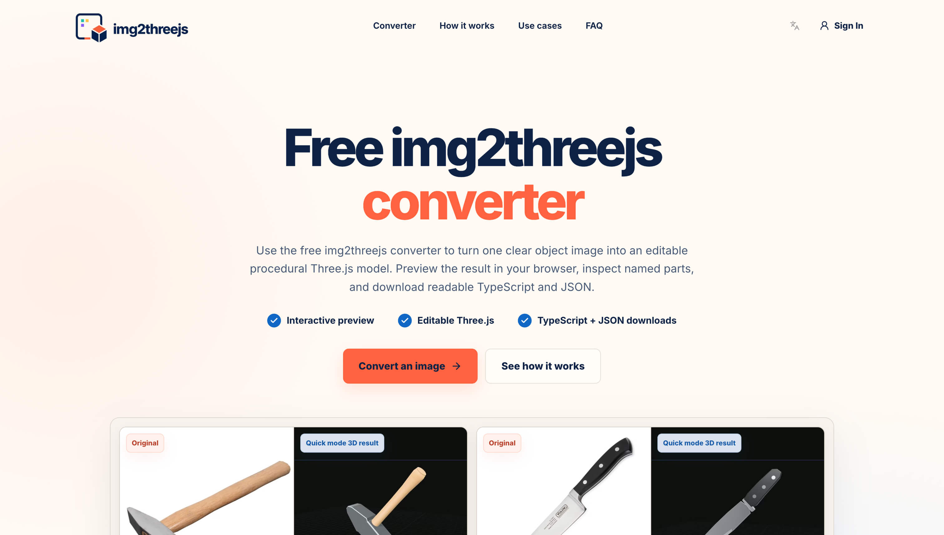 Img2threejs converter online - Product Image