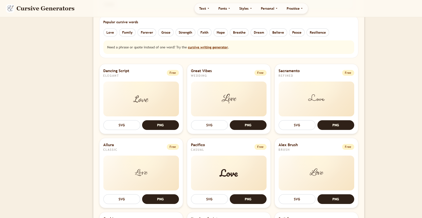 Cursive Generators - Product Image