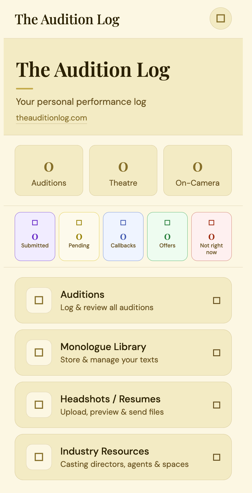 The Audition Log - Product Image