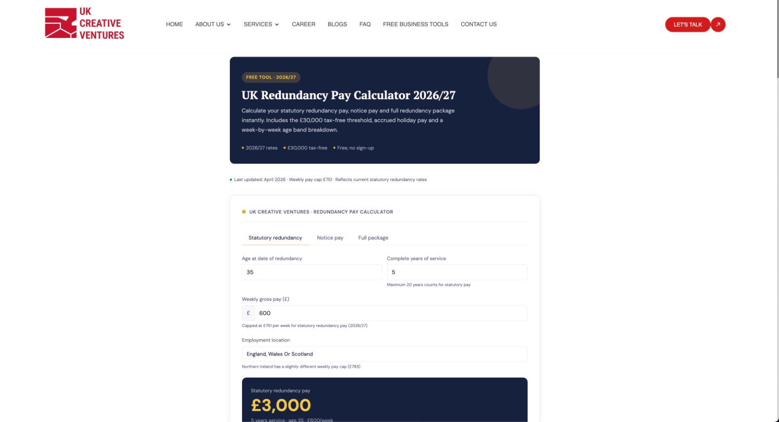 UK Redundancy Pay Calculator - Product Image