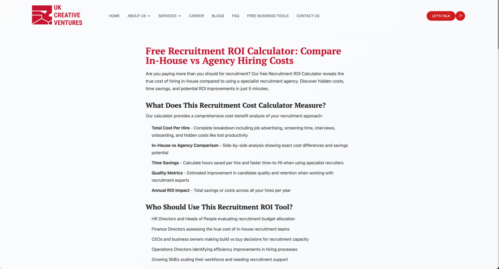 Recruitment ROI Calculator - Product Image