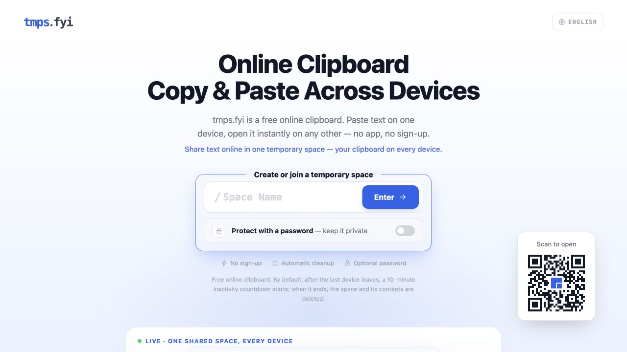 tmps.fyi – Online Clipboard - Product Image