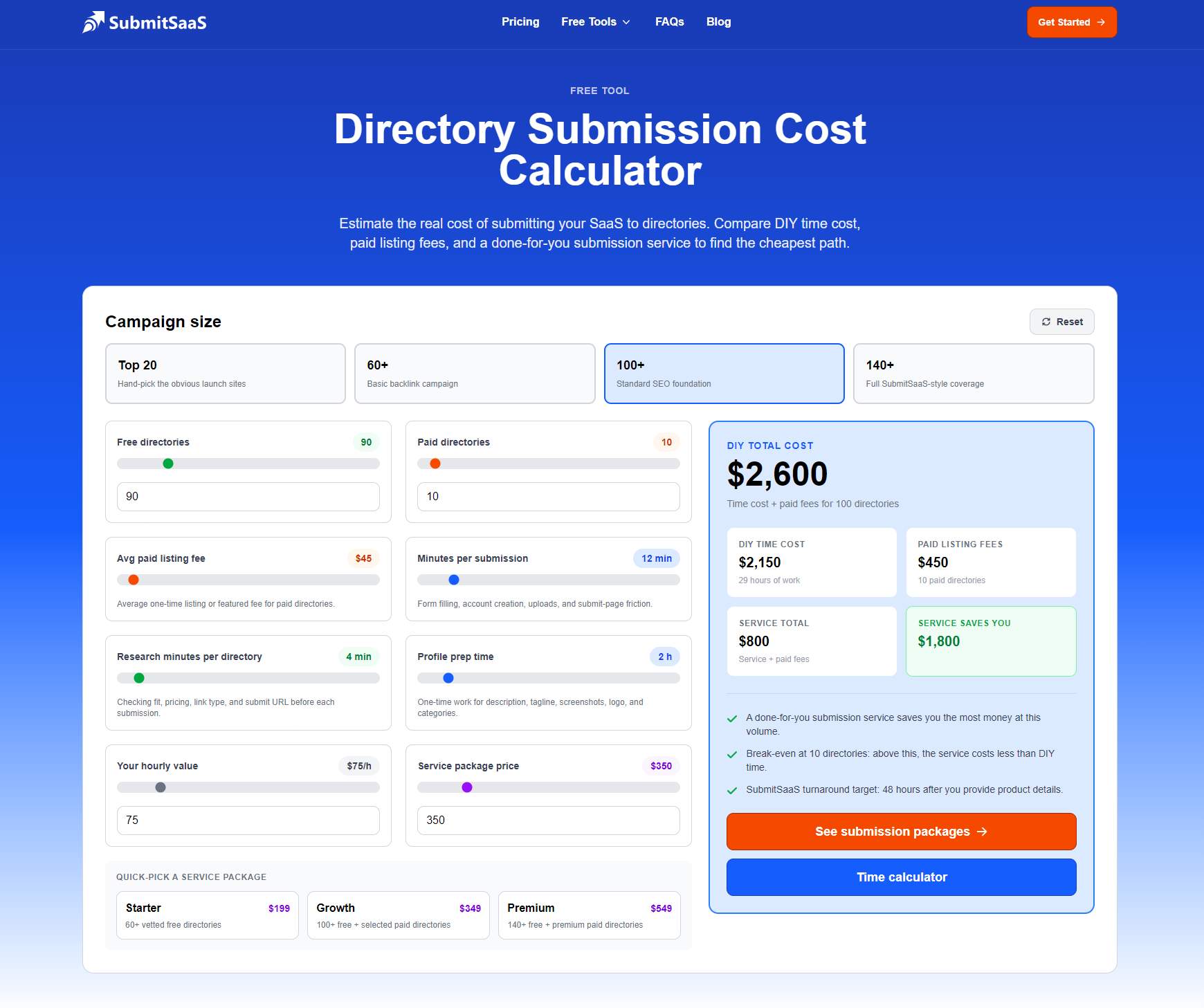 Directory Submission Cost Calculator - Product Image